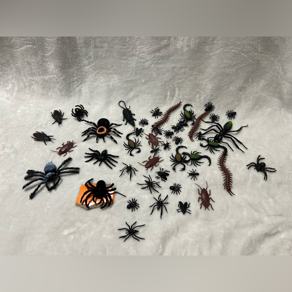 spiders scorpions roaches flys centipedes plastic Bugs insects toys Halloween